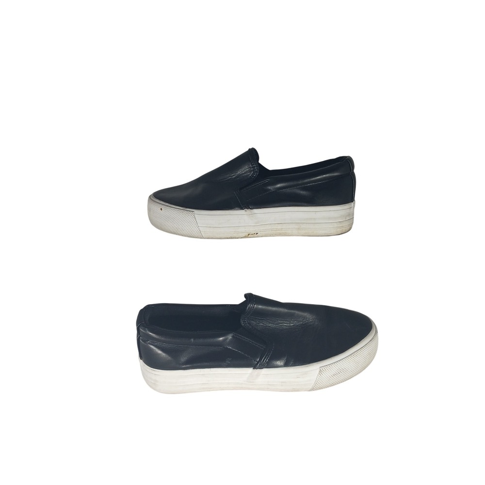 Mudd Beyley-Q8L Platform Slip On Sneakers 6 Black Faux Leather Chunky Streetwear